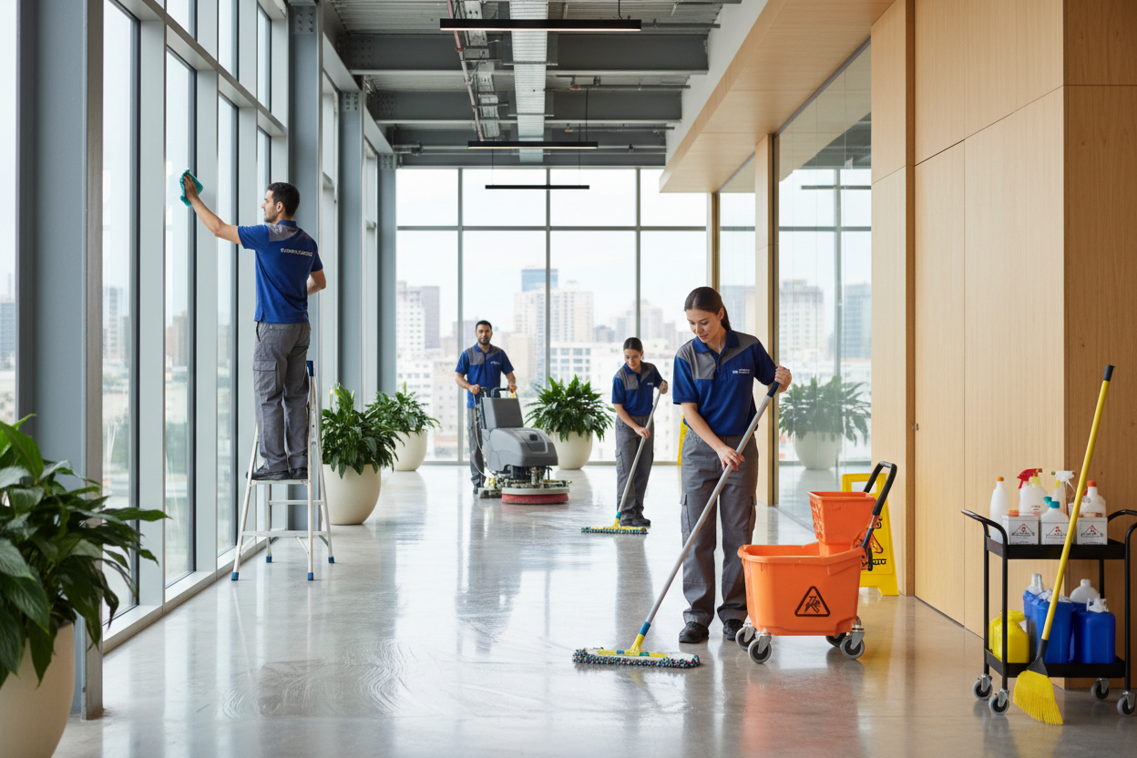 CLEANERS WORKING in abuild